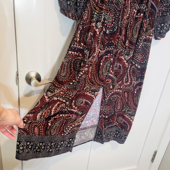 Knox Rose Maxi Dress Long Sleeve Button Front Boho Night Sky Sz Medium Burgundy - Picture 4 of 15